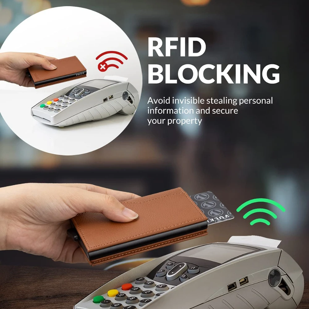 Üzleti Alkalmi Valódi Bőr RFID-Blokkoló Auto felugró Tárca Kártya Bill Hitelkártya Birtokos Kettős ID Ablak Hitelkártya Birtokos