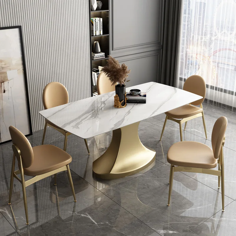 Olasz rock lemez étkező asztal csillogó fény luxus háztartási kis, téglalap alakú, modern, egyszerű, étkező asztal, székek, kombináció