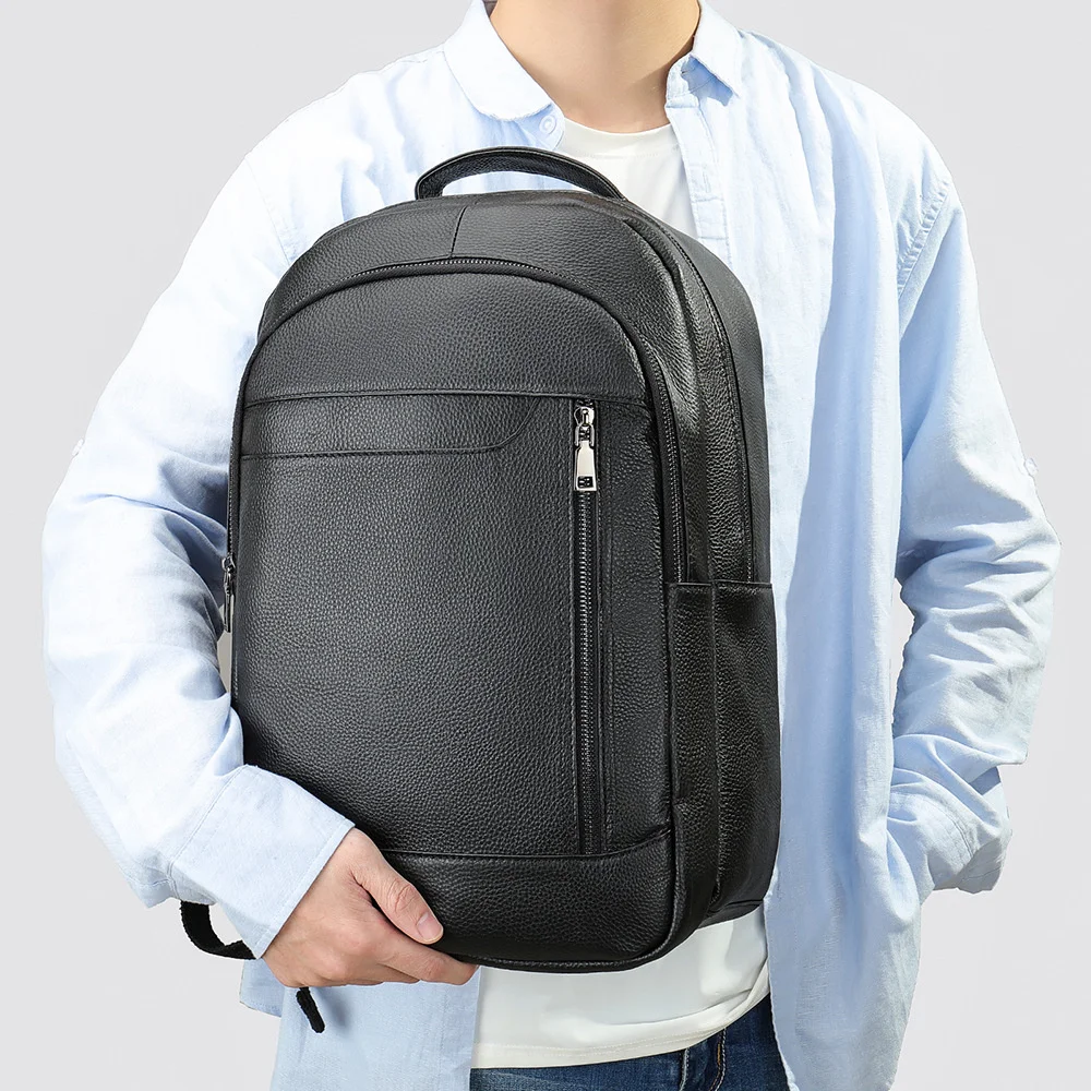 Férfi hátizsák bőr nagy kapacitású üzleti szabadidős utazási számítógép hátizsák divat trend első réteg marhabőr iskola táska, férfi
