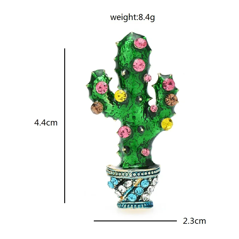 Wuli&baba Zöld Kaktusz Brossok Női Unisex Zománc Aranyos Növények Fél Alkalmi Melltű Ajándékok