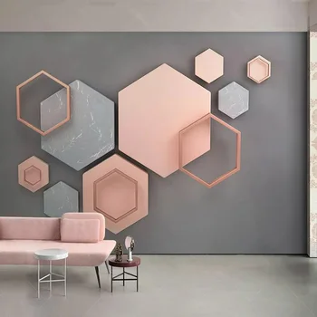 3D Sztereó Hatszögletű Geometriai Falfestmény, Tapéta, Modern, Egyszerű, Kreatív Művészet, Fal, Festés Nappali TV Háttér Dekoráció 3 D