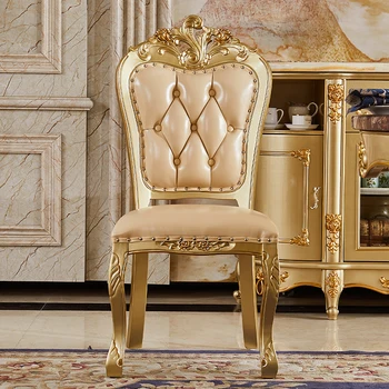Európai stílusú pezsgő arany étkező szék, modern, egyszerű szék háttámla, bőr kárpitozott tárgyalási szék