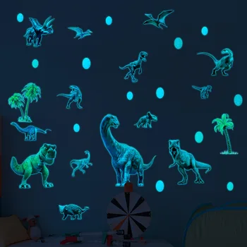 Jurassic Világ Dinoszaurusz Világító Fali Matricák A Gyerekek Szobák Hálószoba Dekoráció, Fali Matricák Lakberendezés Világít A Sötétben Matrica