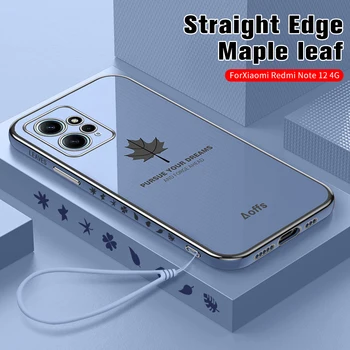 Maple Leaf Galvanizáló TPU Puha Borító Xiaomi Redmi Megjegyzés 12 Pro+ Pro Plusz 5G Ütésálló coque közelében Redmy Note12 4G Esetében Zsinór