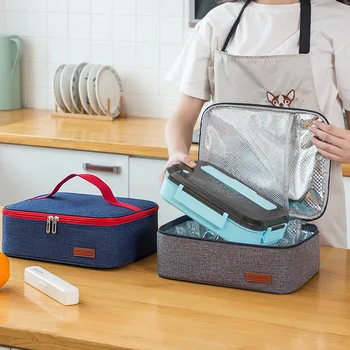 Tér Hordozható Szigetelt Ebéd Bag Női Vízálló Piknik Élelmiszer Termikus Bento Box Hűtő Tok Utazási Tároló Tartály