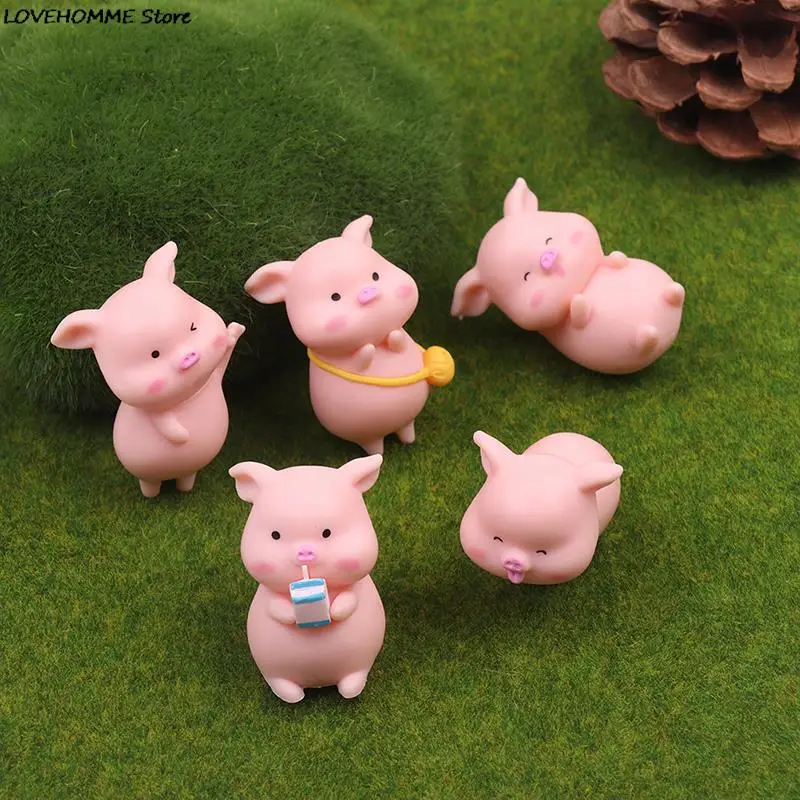 Mini Aranyos Disznó Állat Figura Modell Moss Micro Táj Lakberendezés Miniatűr Tündér Kert Dekoráció Kiegészítők
