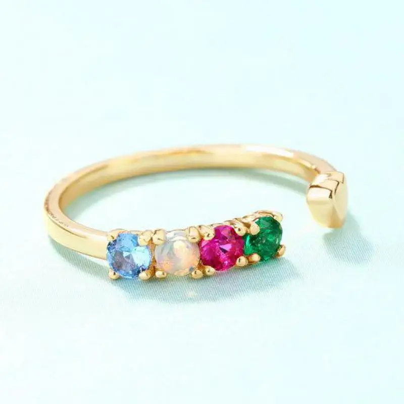 Természetes Opál Gyűrű S925 Sterling Ezüst 9k Arany Bevonatú Opál Kő Ruby Zöld Cirkon Kék Spinell Gyűrűk Nők, Drágakő, Ékszer, Ajándék